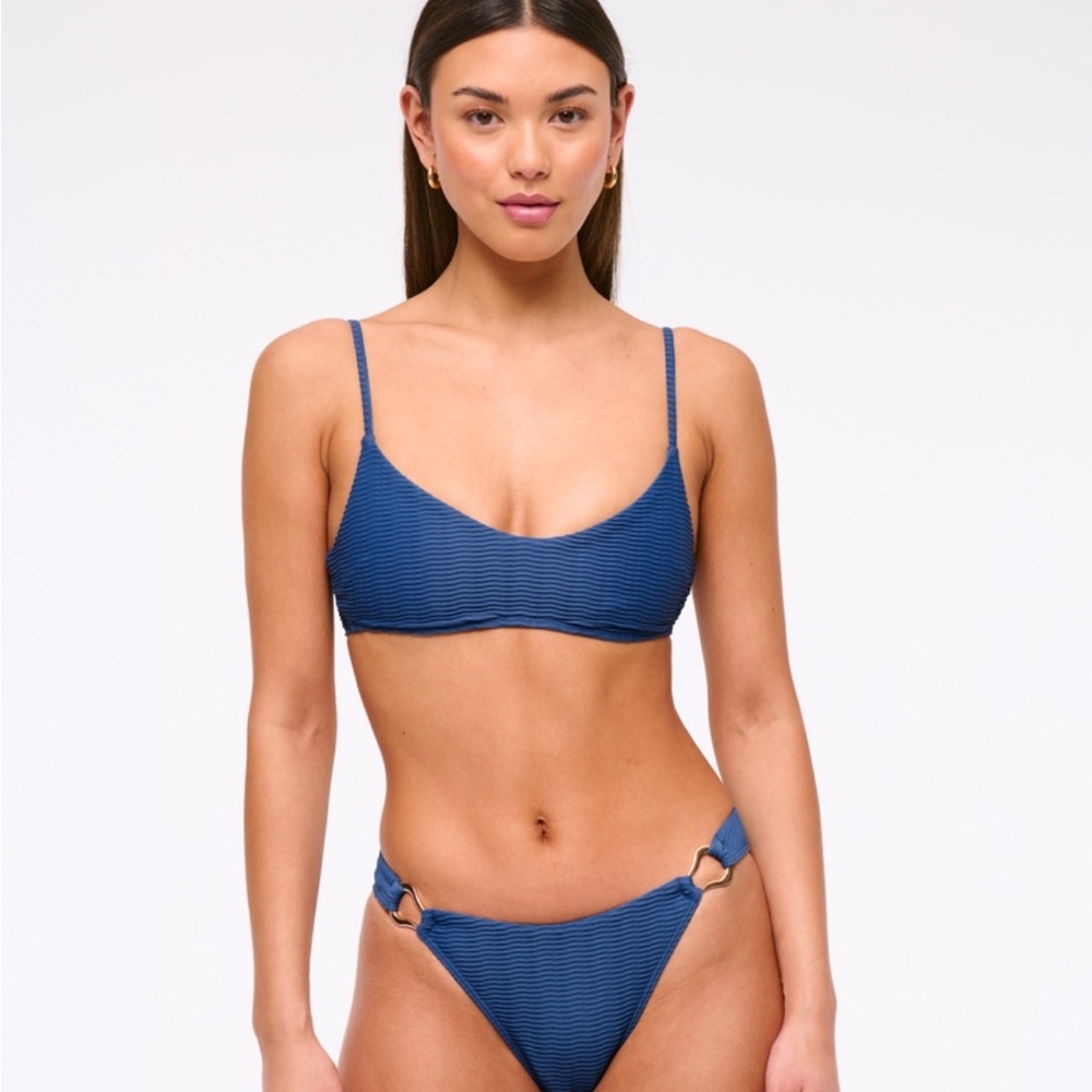 NWT A&F Blue Ribbed Bikini Set